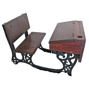 Vintage American Girl Samantha School Desk Cast Iron Wood Doll Desk